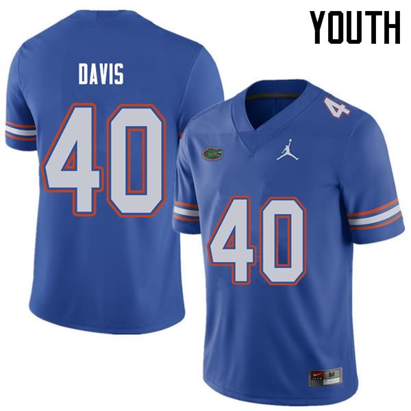 Youth NCAA Florida Gators Jarrad Davis #40 Stitched Authentic Jordan Brand Royal College Football Jersey ZTU7465SK